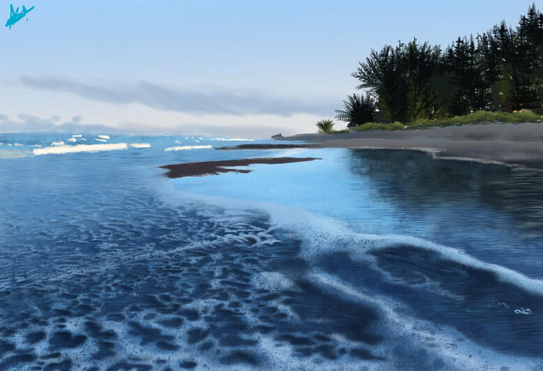 Ilustración semirrealista de paisaje